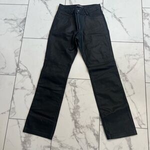 Periscope PS-3983 Elegant Black 100% Leather Straight Leg Pants